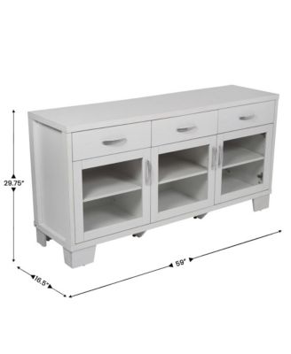 Samson Three-Drawer Engineered Wood Buffet Sideboard Cabinet With Three Tempered Glass Cabinet Doors For Dining Room/Kitchen
