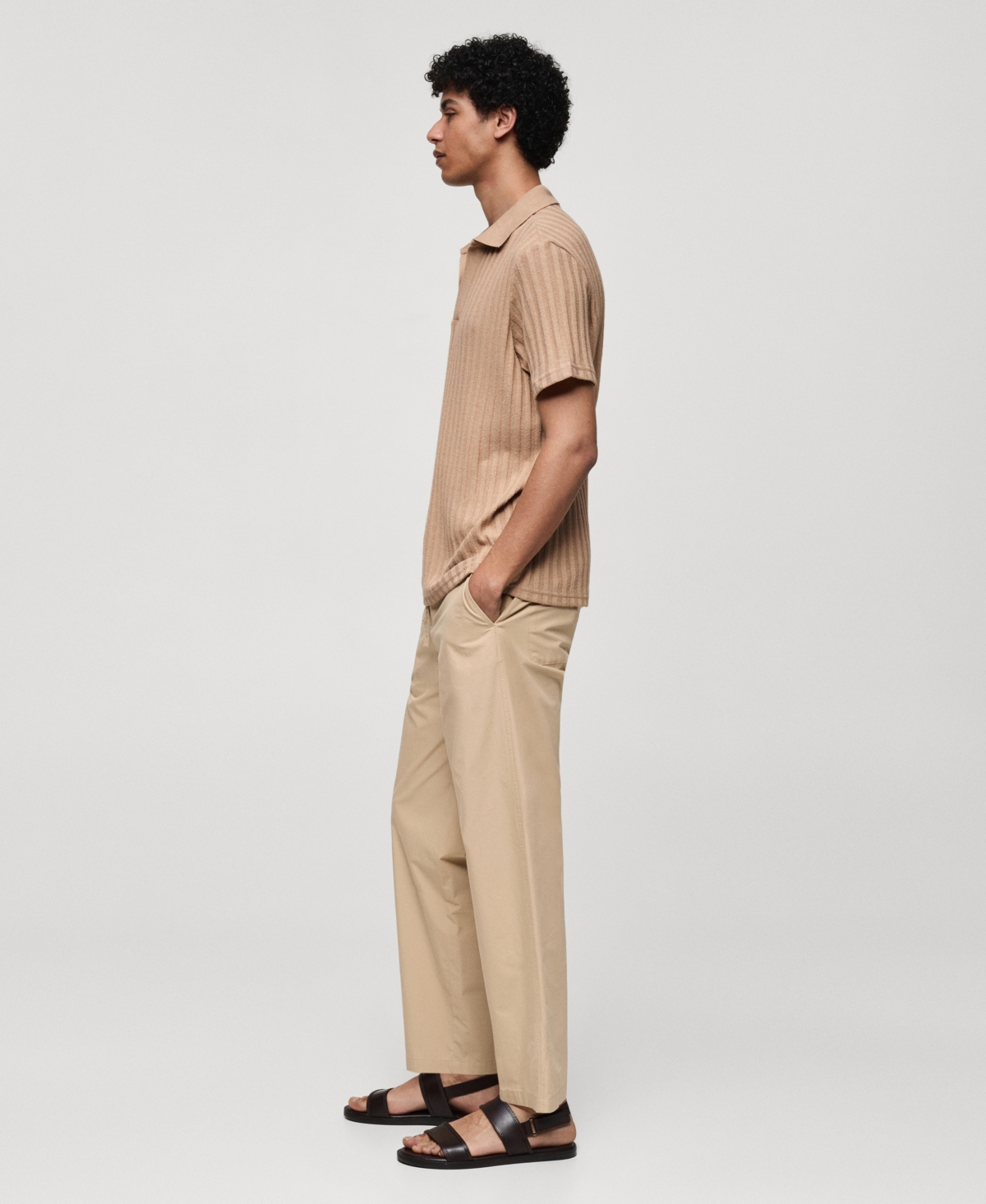 Mango Men's Ribbed Cotton Polo Shirt