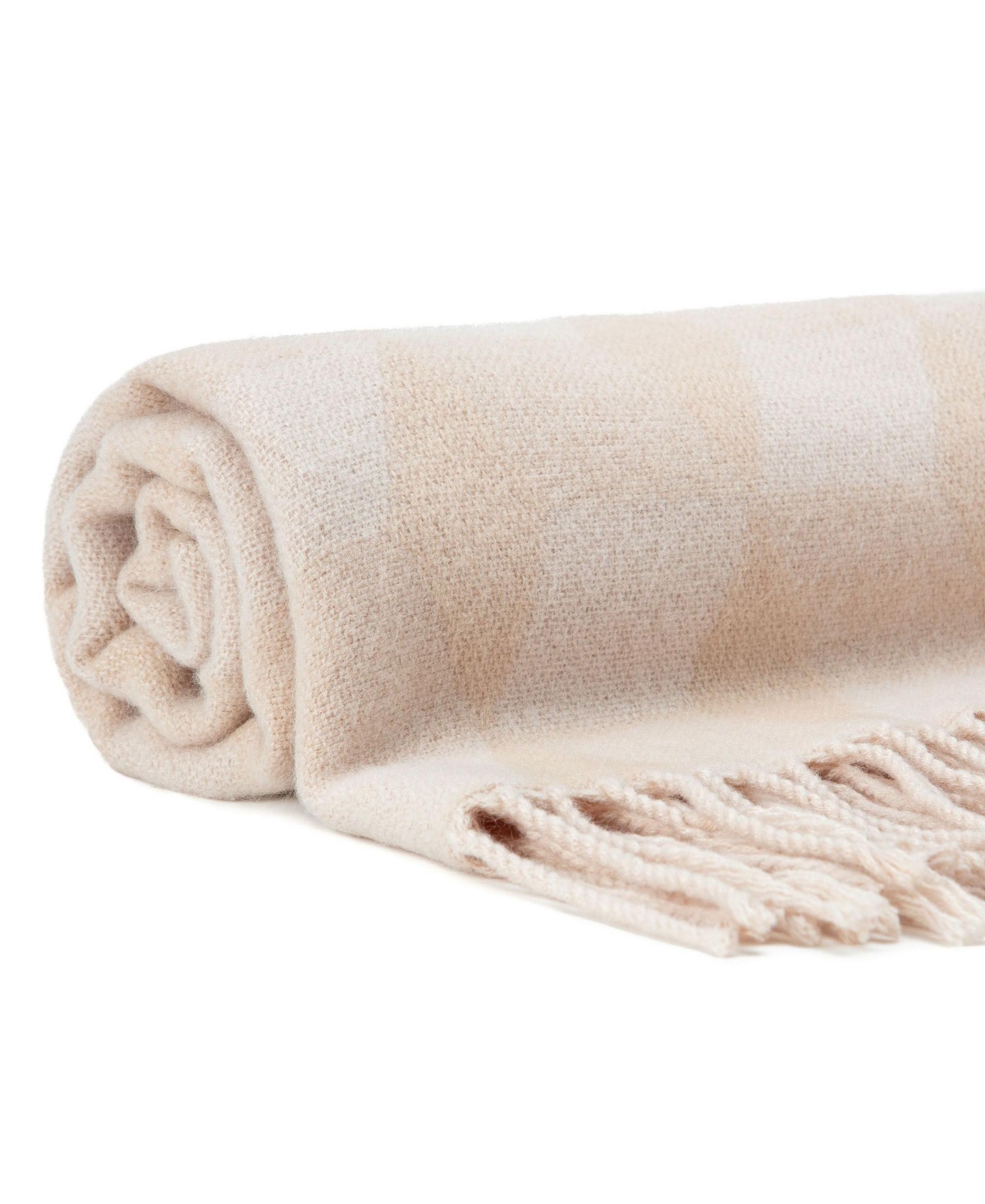 Chanasya Premium Pleated Solid Plaid Acrylic Blanket With Tassels - Lightweight and Super Soft, Modern Woven Blanket for Couch, Home, Living Roo