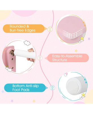 Kids Wooden Round Table & 2 Chair Set w/ Center Mesh Storage