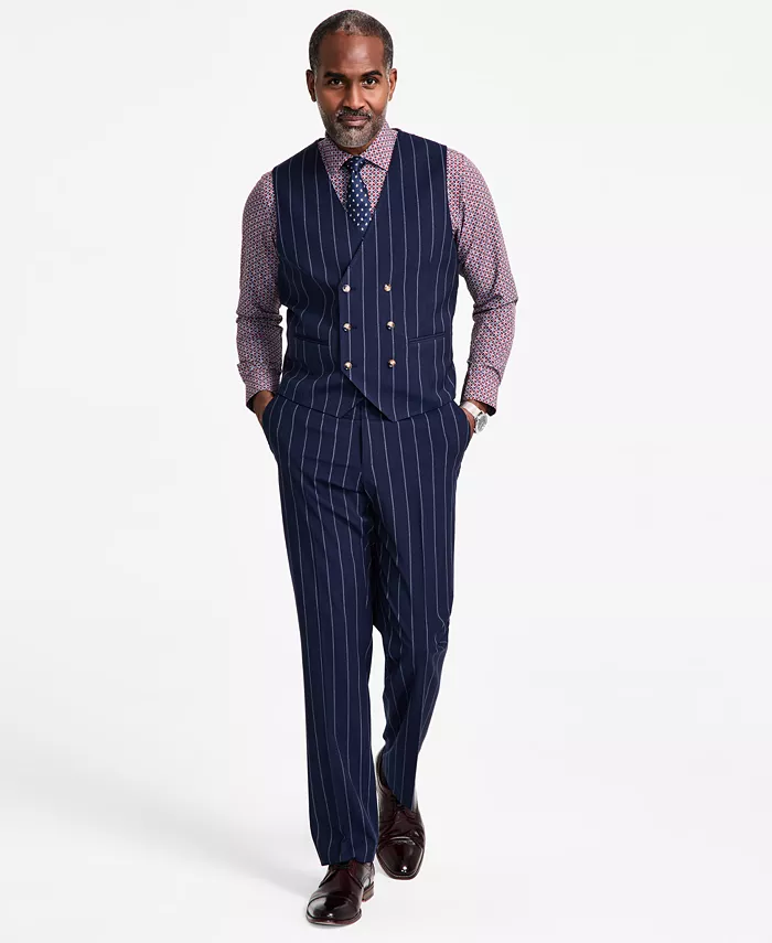 Men's Regular-Fit Pinstriped Suit Vest - thumbnail 4