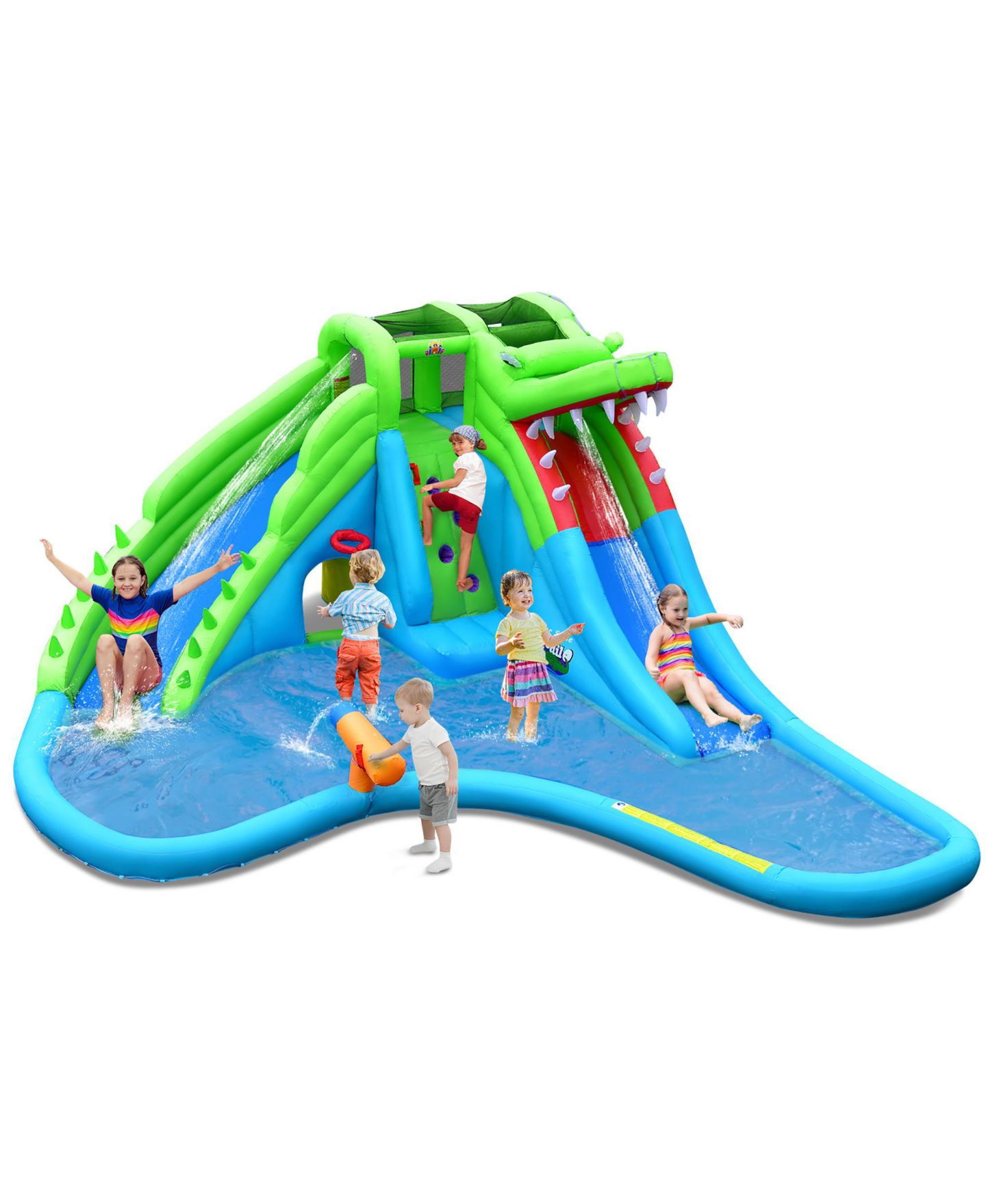 Детская игрушка Costway Crocodile Inflatable Water Slide Bounce Castle, 3–10 лет, цвет: Синий — фото 1