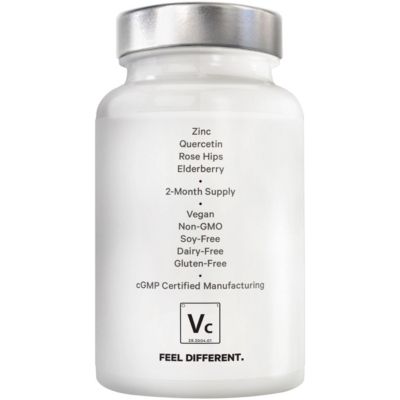 Amen Vitamin C+ Supplement with Zinc, Bioflavonoids, Quercetin, Rose HIPS, Elderberry, Non-GMO, 2 Months Supply - 120 Capsules