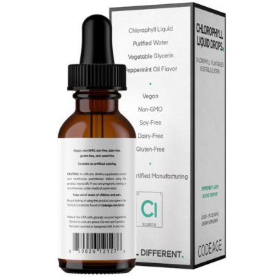 Chlorophyll Liquid Drops Supplement - Chlorophyll 50 mg per Serving, Liquid Chlorophyll Water, Organic Peppermint Flavor Clorofila, 2 fl oz