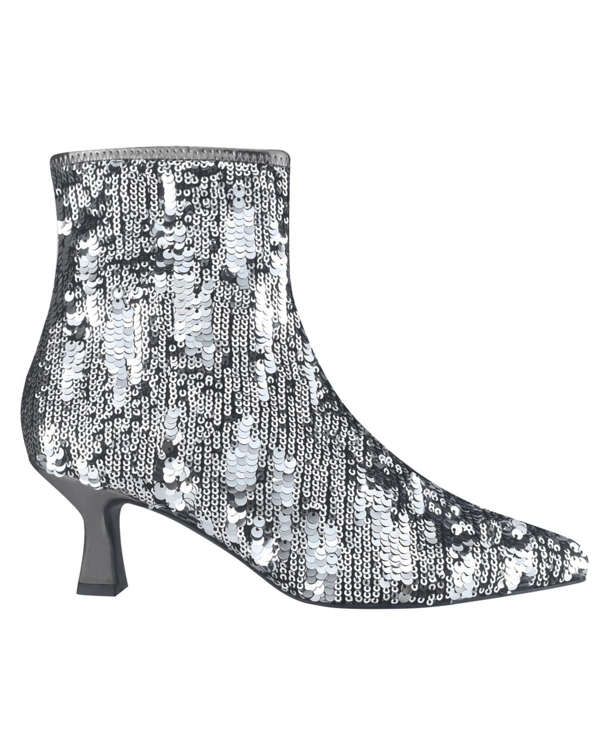 Impo Women's Nidia Sequin Kitten Heel Pointed Toe Ankle Booties In Black