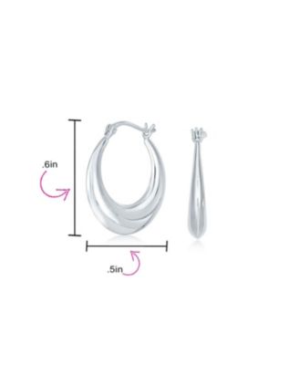 Round Circle Finish Crescent Tapered Tube Hoop Earrings Sterling Silver Hinged Notched Post