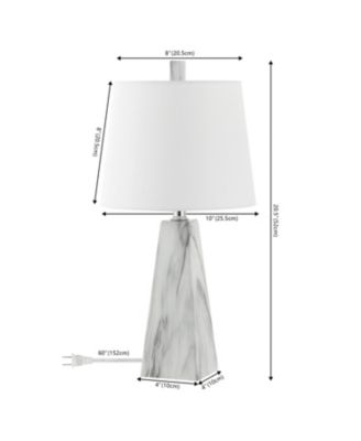 Owen 20.5" Contemporary Resin LED Table Lamp, White Marble Finish (Set of 2)