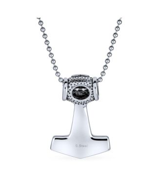 Protection Amulet Ancient Celtic Knot Viking Norse Thors Hammer Pendant Necklace Oxidized Stainless Steel With Bead Chain