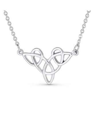 Good Luck Friendship Heart Trinity Irish Love Knot Triquetra Infinity Statement Celtic Necklace Collar Pendant Sterling Silver Medium