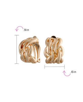 Twisted Cable Chain Weave Wide Half Hoop Clip On Earrings Non Pierced Ears