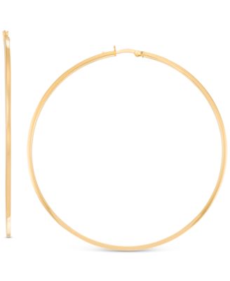Macy's - Polished Square Tube Extra-Large Hoop Earrings in 14k Gold-Plated Sterling Silver, 80mm