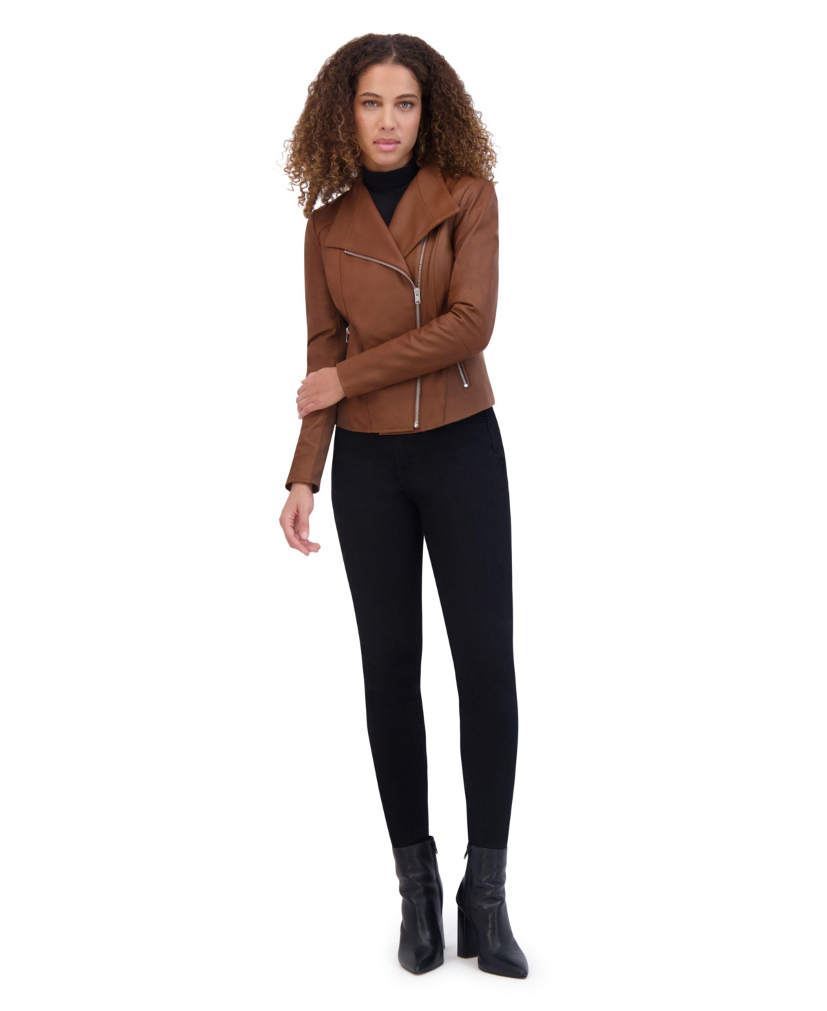 Andrew Marc Women's Felix Asymmetrical Moto Jacket With Wing Collar
