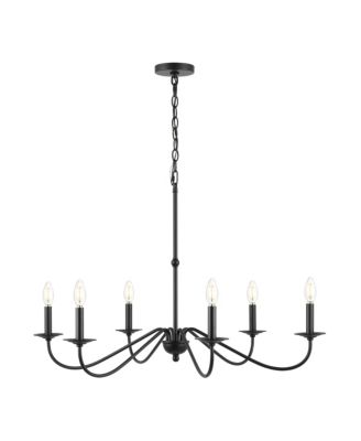 Wicklow 34.75" 6-Light Bohemian Farmhouse Iron LED Chandelier, Black