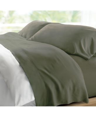 Retreat 100% Bamboo Lyocell Sheets - 5-Piece Split King Sheet Set - 18 in Extra Deep Pockets - OEKO-TEX Standard 100 - Oasis Green