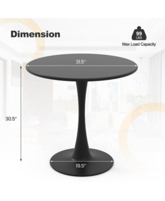 31.5 Inch Round Dining Table with Anti-Slip PP Ring-Black