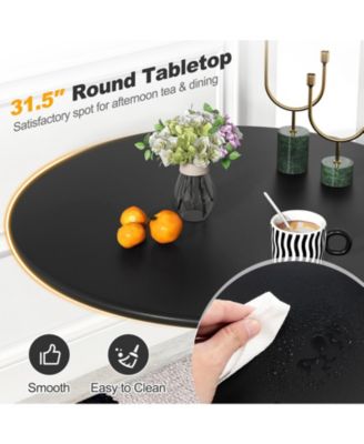 31.5 Inch Round Dining Table with Anti-Slip PP Ring-Black