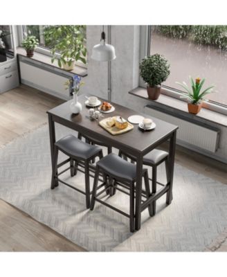 5-Piece Dining Set with 4 Upholstered Stools