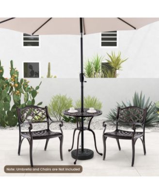 24 Inch Round Cast Aluminum Table Patio Dining Bistro Table with 2 Inch Umbrella Hole-Copper