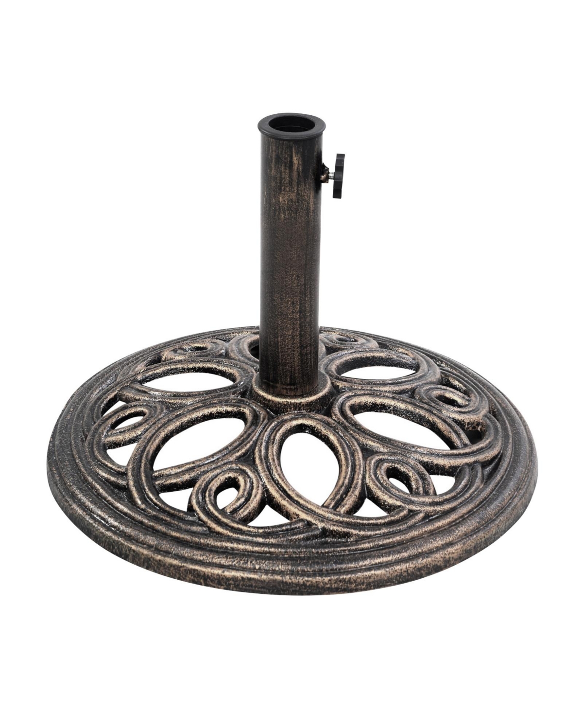 23 Pounds 17 3/4 Inch Round Umbrella Base Stand - Brown
