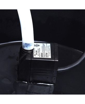 2-Tiers Outdoor Wooden Barrel Waterfall Fountain with Pump