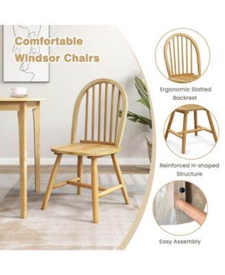 5 Pieces Wooden Dining Table Set with 4 Windsor Chairs