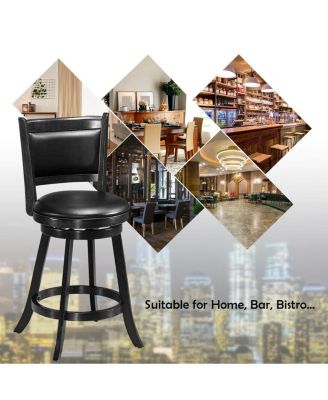 2 Pieces 24 Inch Swivel Counter Stool Dining Chair Upholstered Seat