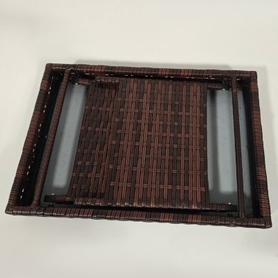 Hand Woven Rattan Side Table for Outdoor Use
