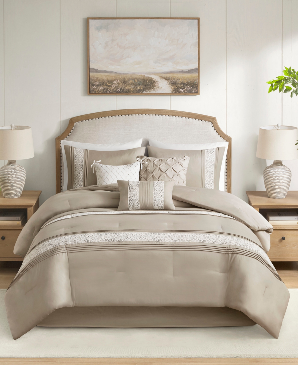 Madison Park Lacey 7-pc. Comforter Set, Queen In Taupe