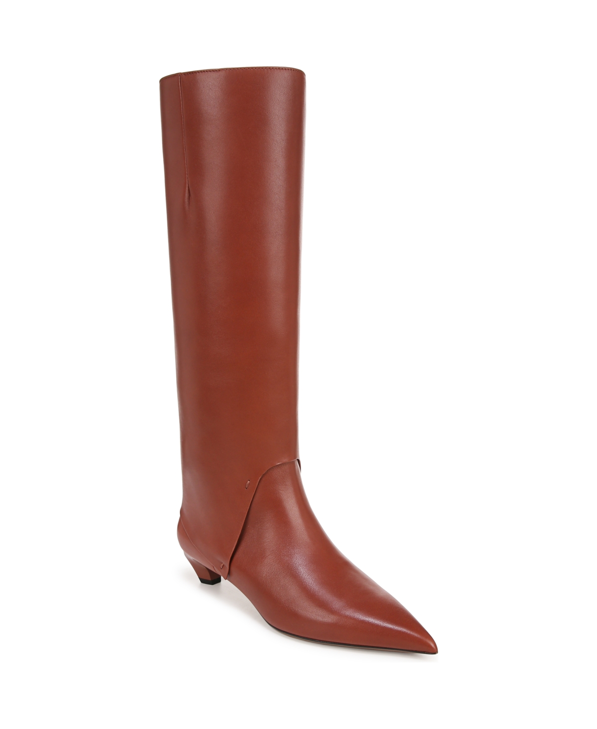 Women's Martin Kitten Heel Pointed Toe Knee High Dress Boots - Acorn Brown Leather