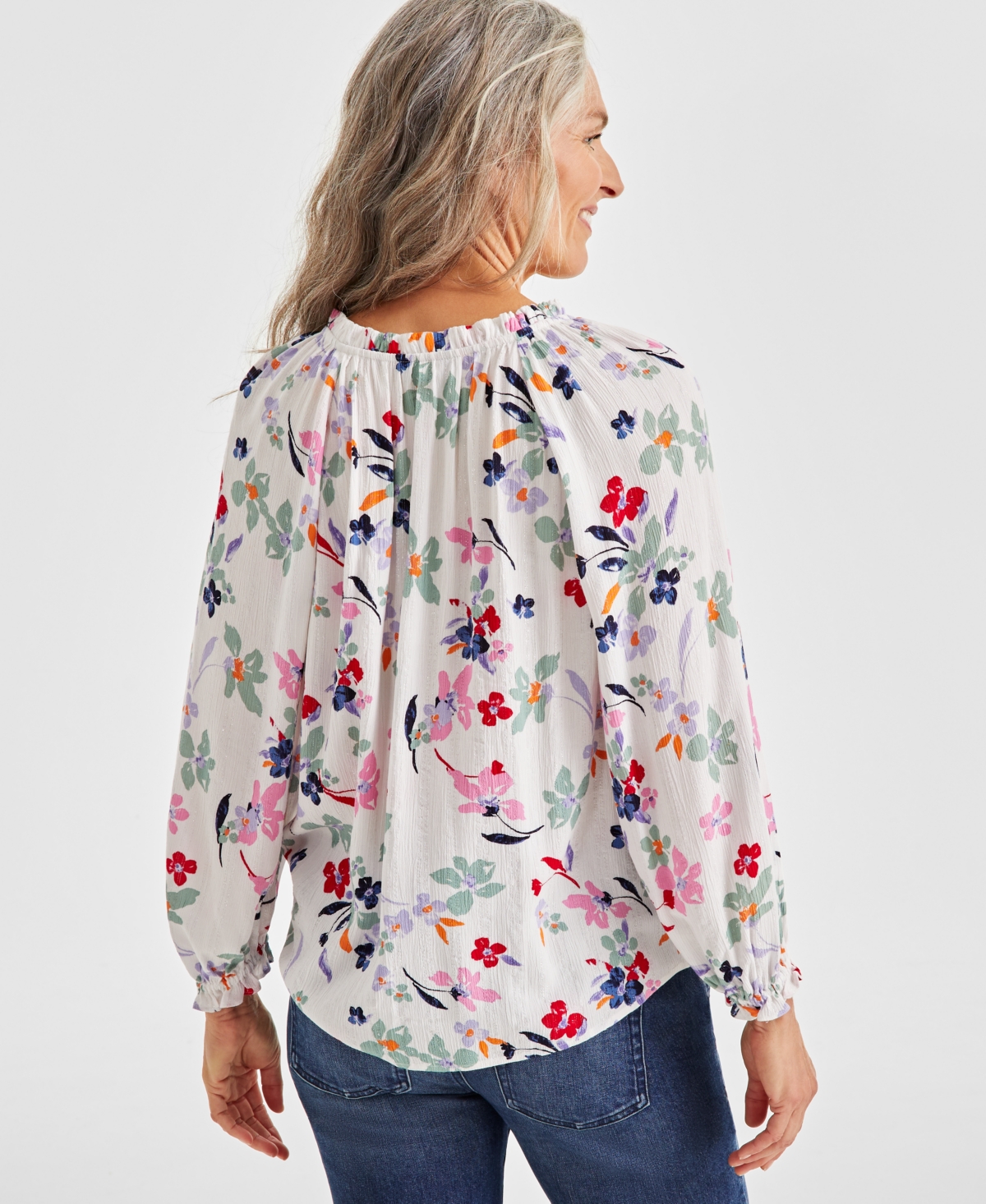 Style & Co Plus Size Printed V-Neck Blouse, Created for Macy's
