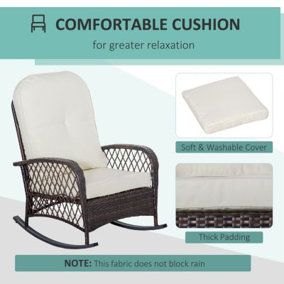 Wide-Seat Patio Rocker with Soft Cushion