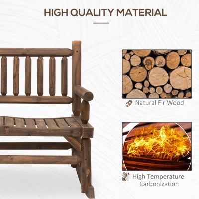Walnut Log Rocking Loveseat for Outdoor Living