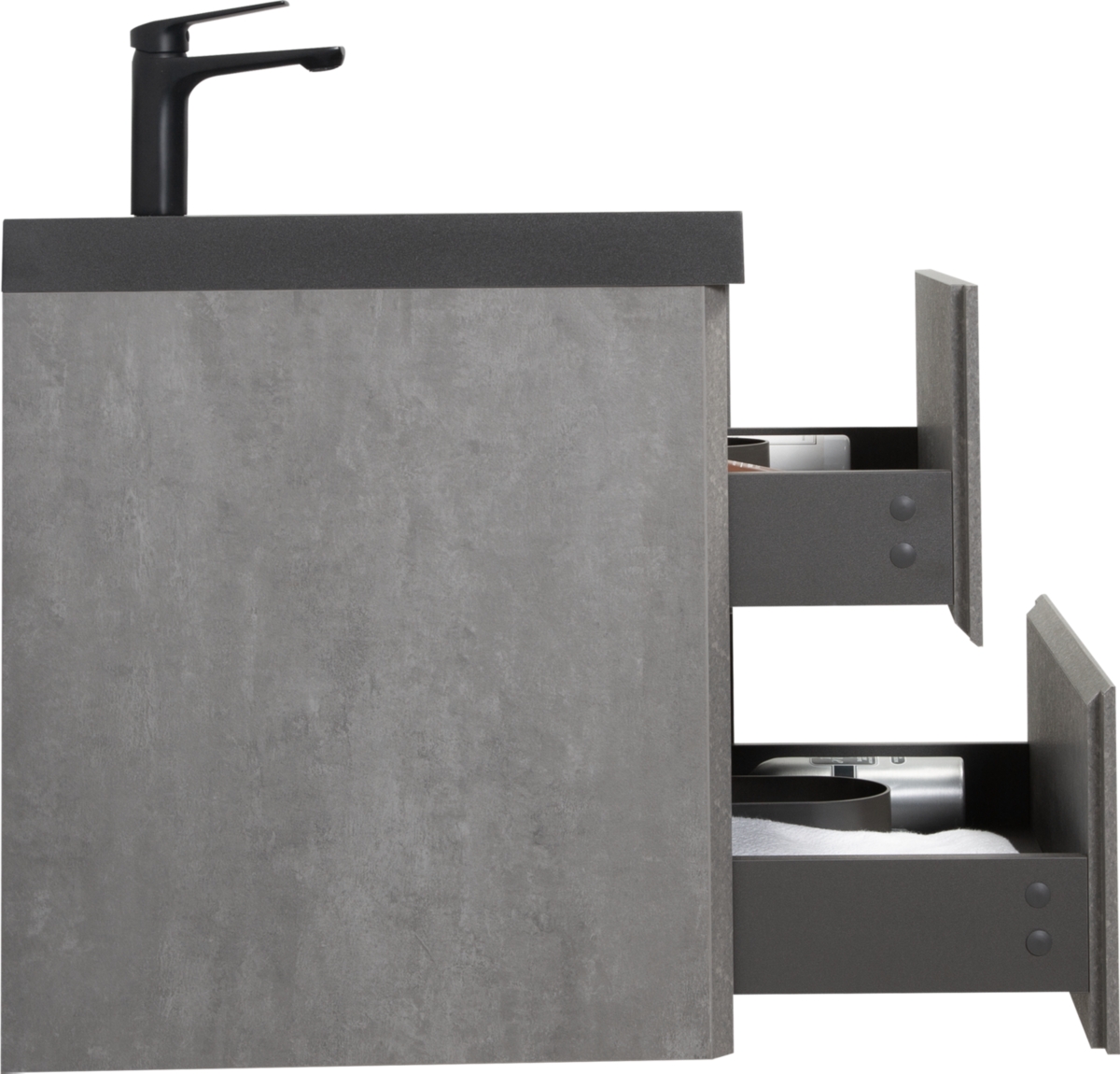 Wall-Mounted Floating Vanity with Quartz Top