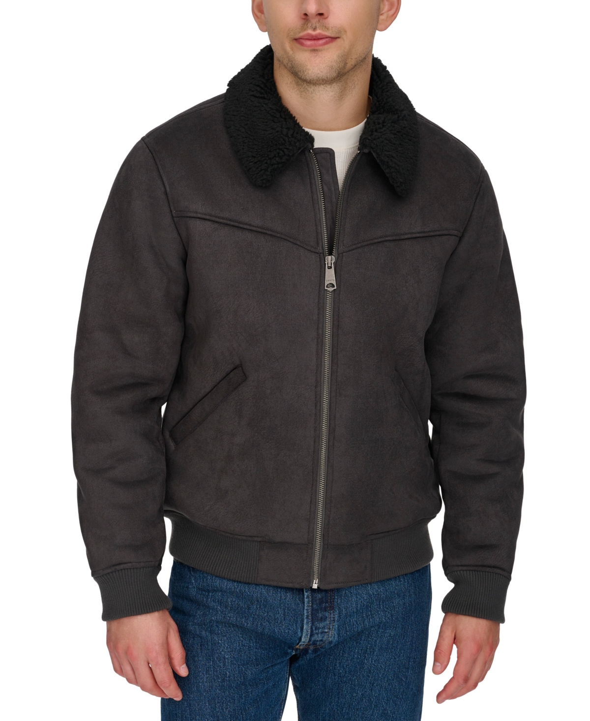 Levi's Men's Faux-shearling Full-zip Bomber Jacket In Black