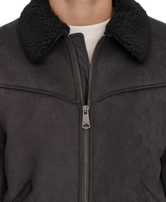 Men's Faux-Shearling Full-Zip Bomber Jacket