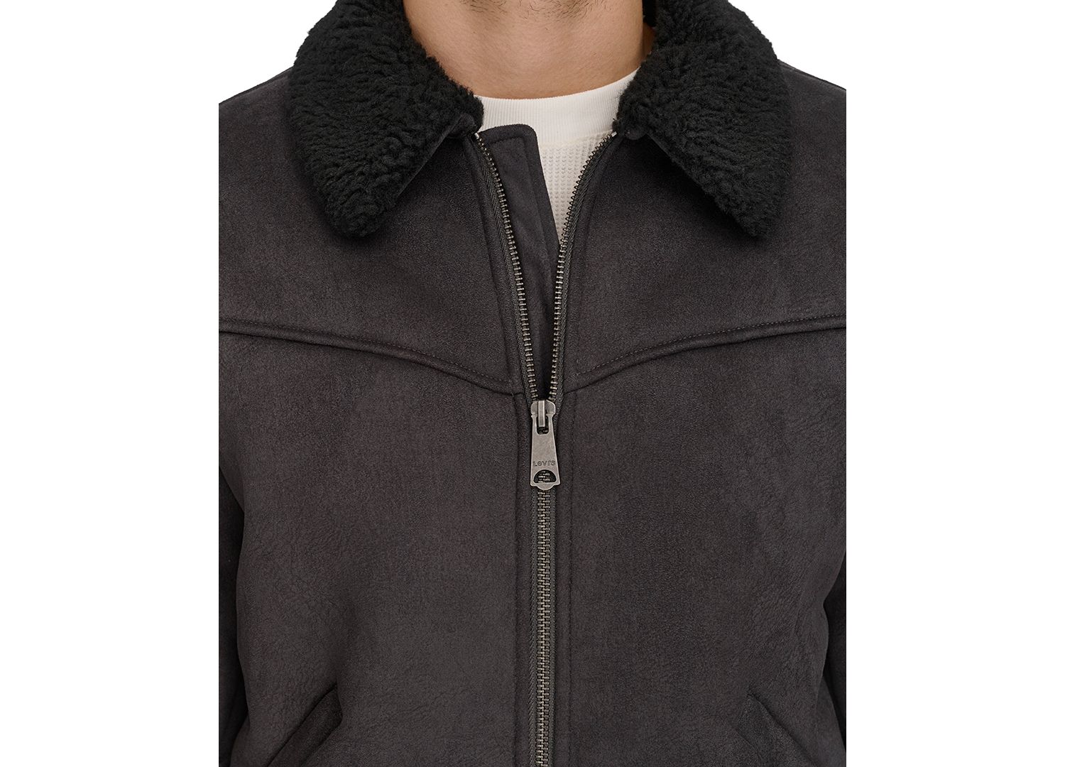 Men's Faux-Shearling Full-Zip Bomber Jacket