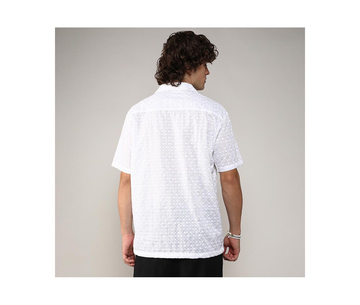Мужская рубашка Cahoot Chalk White Embroidered Circular, цвет: Белый — фото 8