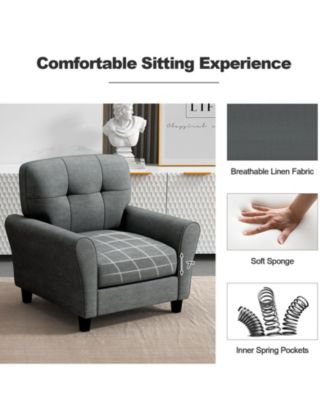 Modern Upholstered Accent Chair with Rubber Wood Legs