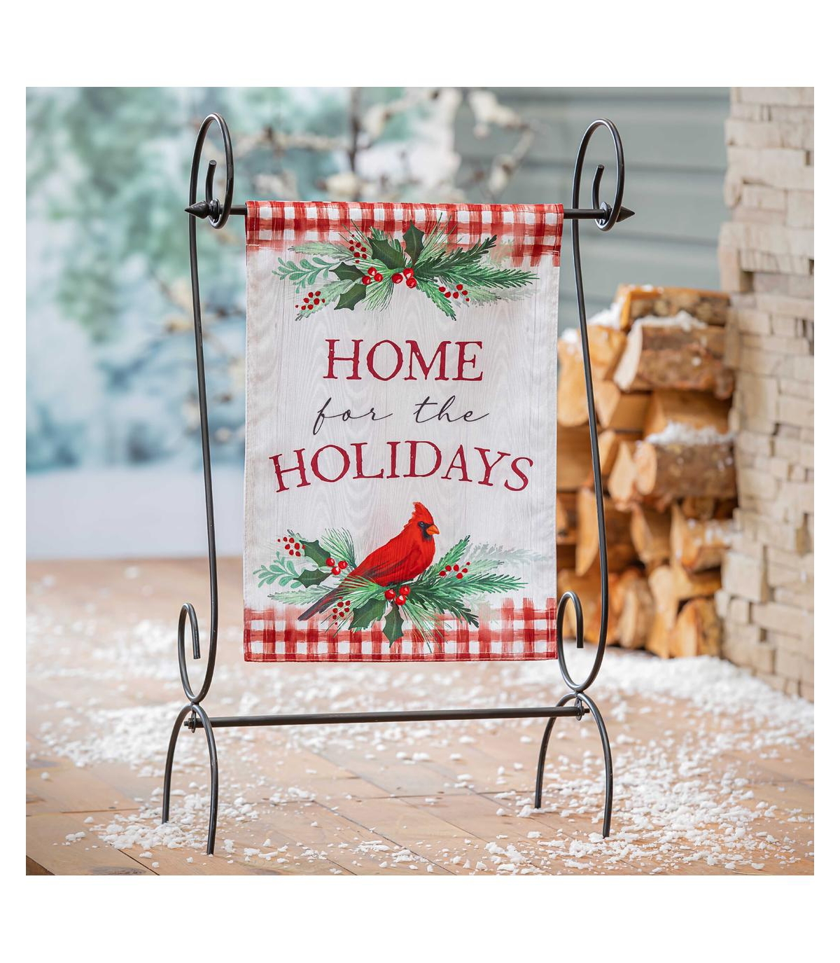 Evergreen Garden Flag Holiday Cardinal Moire Double Sided Indoor Outdoor Decor