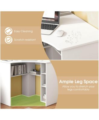 L-Shaped Computer Desk with Storage Shelves Adjustable Shelf for Home Office