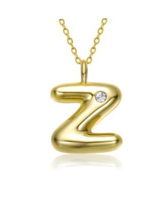 Kids 14k Gold Plated Cubic Zirconia Bubble Initial Necklace