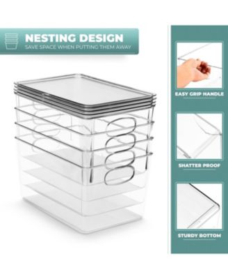 Large Plastic Storage Bins with Lids - for Kitchen, Fridge, Cabinet, Pantry Organization and Storage - Clear Storage Bins (8 pack)