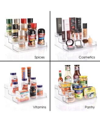 Pantry Spice organizer Set, 3-Tier Seasoning Organizer for Cabinet (2 Pack) and Lazy Susan Spice Rack Turntable 9-Inch, Spice Organization for Cabinet, Condiment Organizer Pantry & Refrigerator