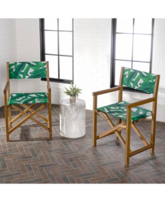 Cukor Classic Vintage Outdoor Acacia Wood Folding Director Chair with Canvas Seat (Set of 2)