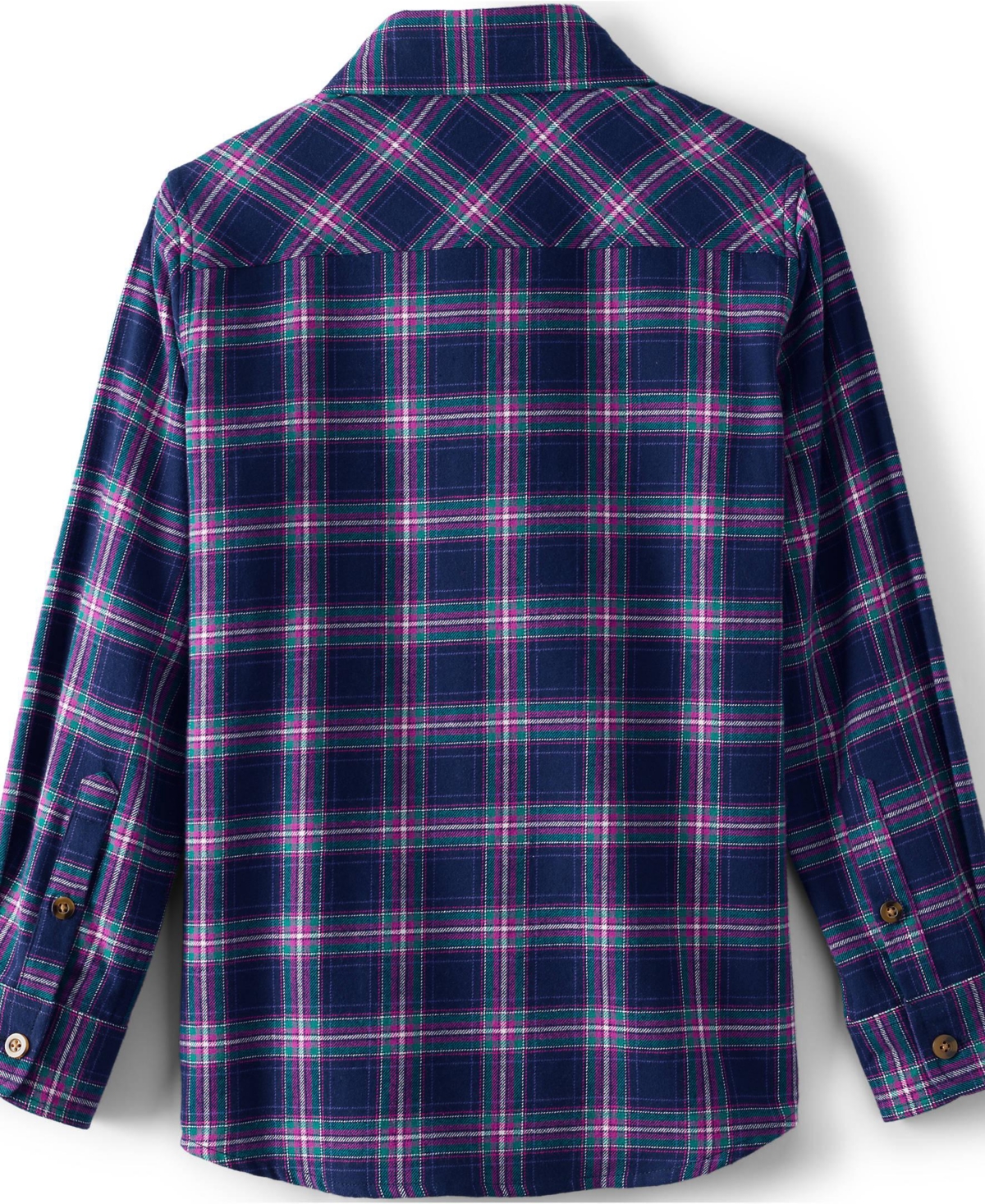 Lands' End Girls Long Sleeve Flannel Shirt -purple multi plaid