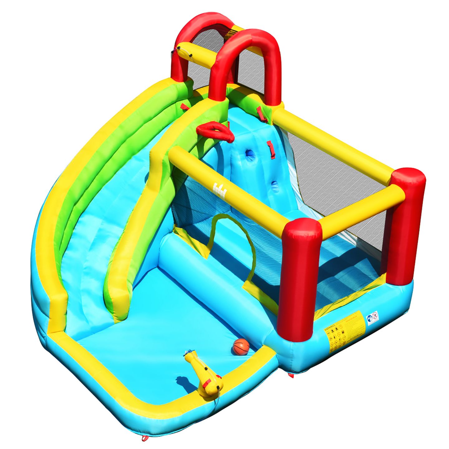 Детские игрушки Costway Inflatable Kids Water Slide Jumper Bounce House with Pool, 11' x 10' x 8', Accommodates 3 Children, от 3 лет, цвет: Синий — фото 8