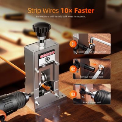 Manual Wire Stripping Machine, Adjustable Cable Stripper for 1.5–25mm Wire with Hand Crank and Drill Adapter