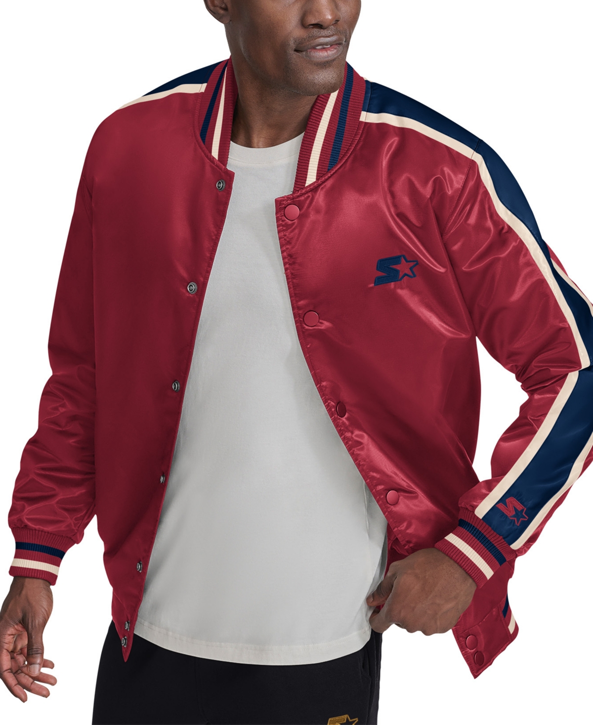 Starter Men's Enzo Stripe Logo Satin Jacket