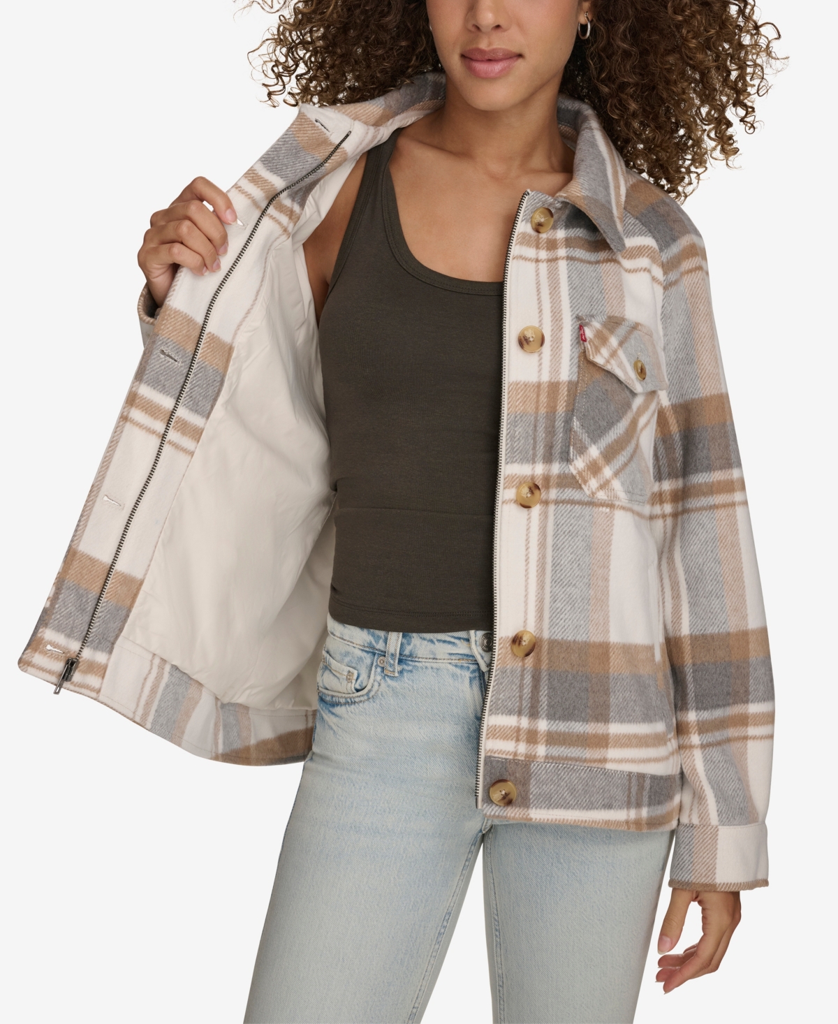 Levi's Women's Wool Blend Shirt Jacket In Sage Plaid