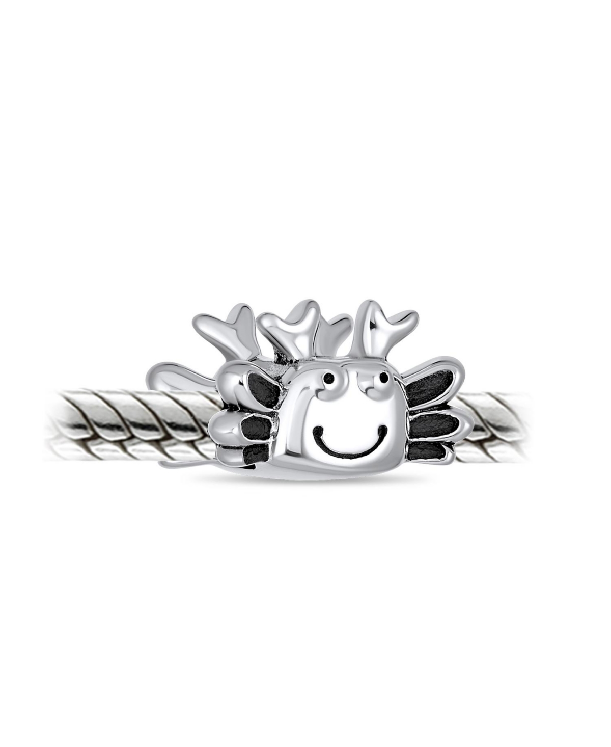 Bling Jewelry Nautical Travel Honeymoon Beach Tropical Vacation Happy Sand Crab Bead Charm For Women Oxidized Sterling Silver Fits European Bracelet